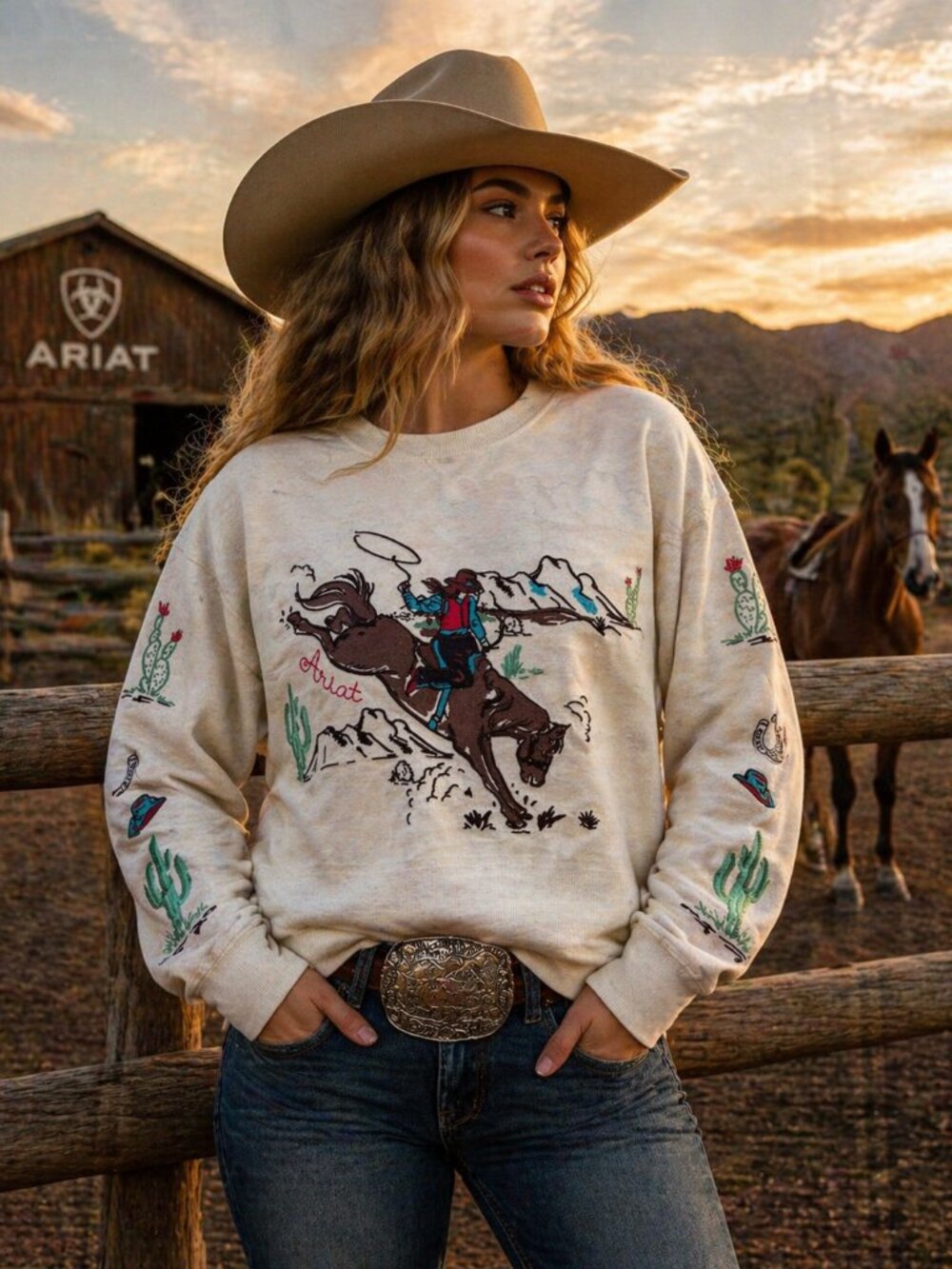 Ariat Beige Logo Hoodie Women’s Pullover Sweatshirt | NWT